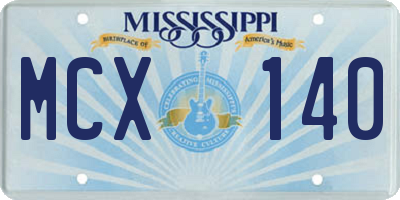 MS license plate MCX140