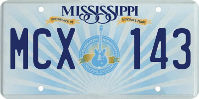 MS license plate MCX143
