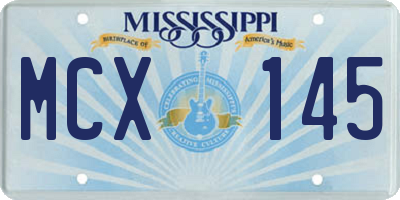MS license plate MCX145