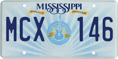 MS license plate MCX146