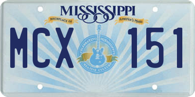 MS license plate MCX151
