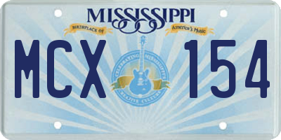 MS license plate MCX154
