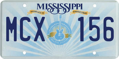 MS license plate MCX156
