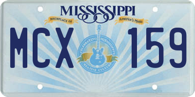 MS license plate MCX159
