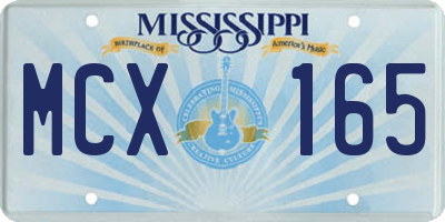 MS license plate MCX165