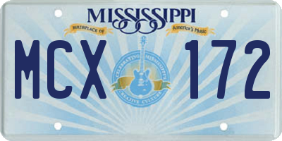 MS license plate MCX172