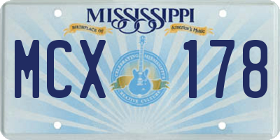 MS license plate MCX178