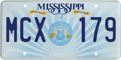 MS license plate MCX179
