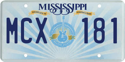 MS license plate MCX181