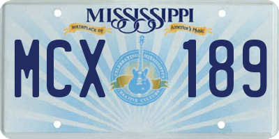 MS license plate MCX189