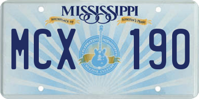 MS license plate MCX190