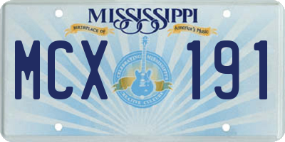 MS license plate MCX191