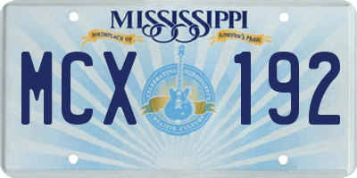MS license plate MCX192
