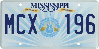 MS license plate MCX196
