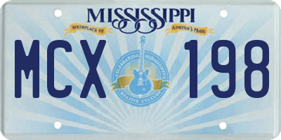MS license plate MCX198