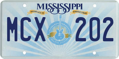 MS license plate MCX202