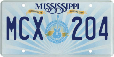 MS license plate MCX204