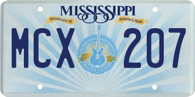 MS license plate MCX207
