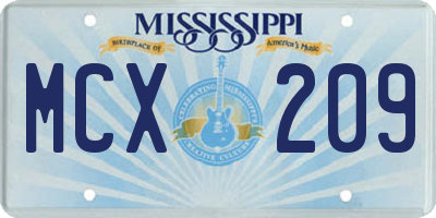 MS license plate MCX209