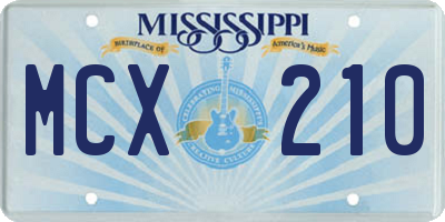 MS license plate MCX210