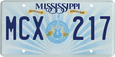 MS license plate MCX217