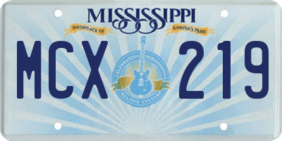 MS license plate MCX219