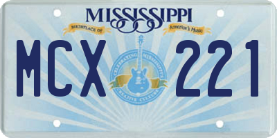 MS license plate MCX221