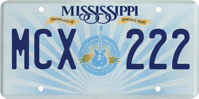 MS license plate MCX222