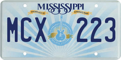 MS license plate MCX223