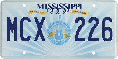 MS license plate MCX226