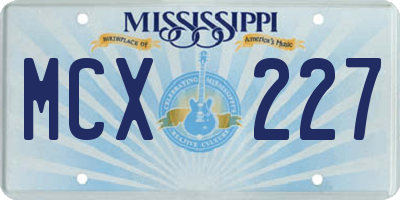 MS license plate MCX227