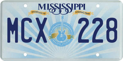 MS license plate MCX228