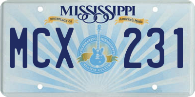 MS license plate MCX231