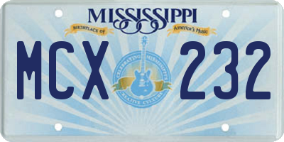 MS license plate MCX232