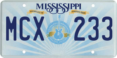 MS license plate MCX233