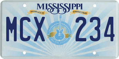 MS license plate MCX234