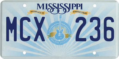 MS license plate MCX236