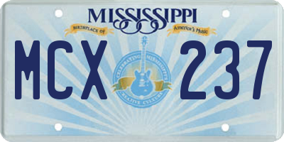 MS license plate MCX237