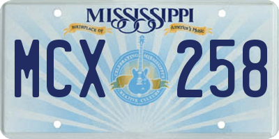 MS license plate MCX258