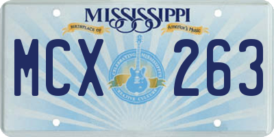 MS license plate MCX263