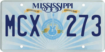 MS license plate MCX273