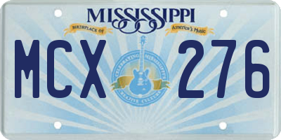MS license plate MCX276