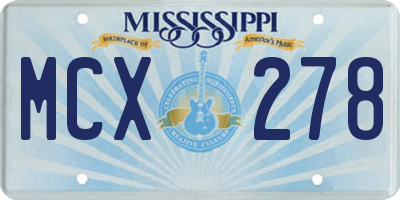 MS license plate MCX278