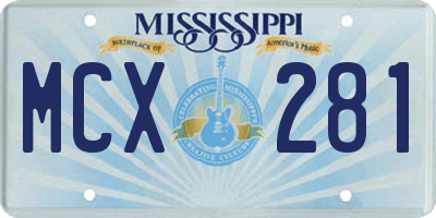 MS license plate MCX281