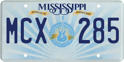 MS license plate MCX285