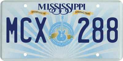 MS license plate MCX288
