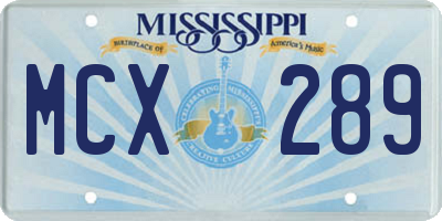 MS license plate MCX289