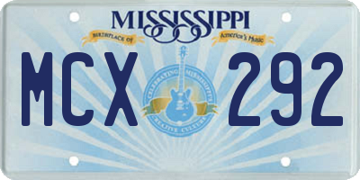 MS license plate MCX292