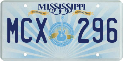 MS license plate MCX296
