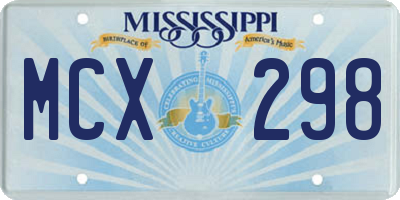 MS license plate MCX298